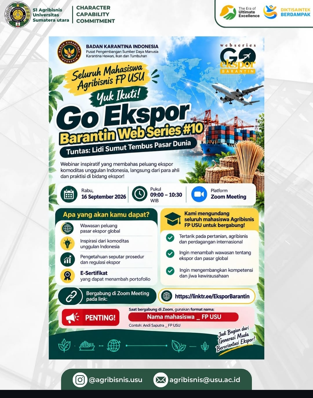 Go Ekspor Barantin Web Series #10 Webinar: Tuntas, North Sumatra's Lidi Reaches the Global Market